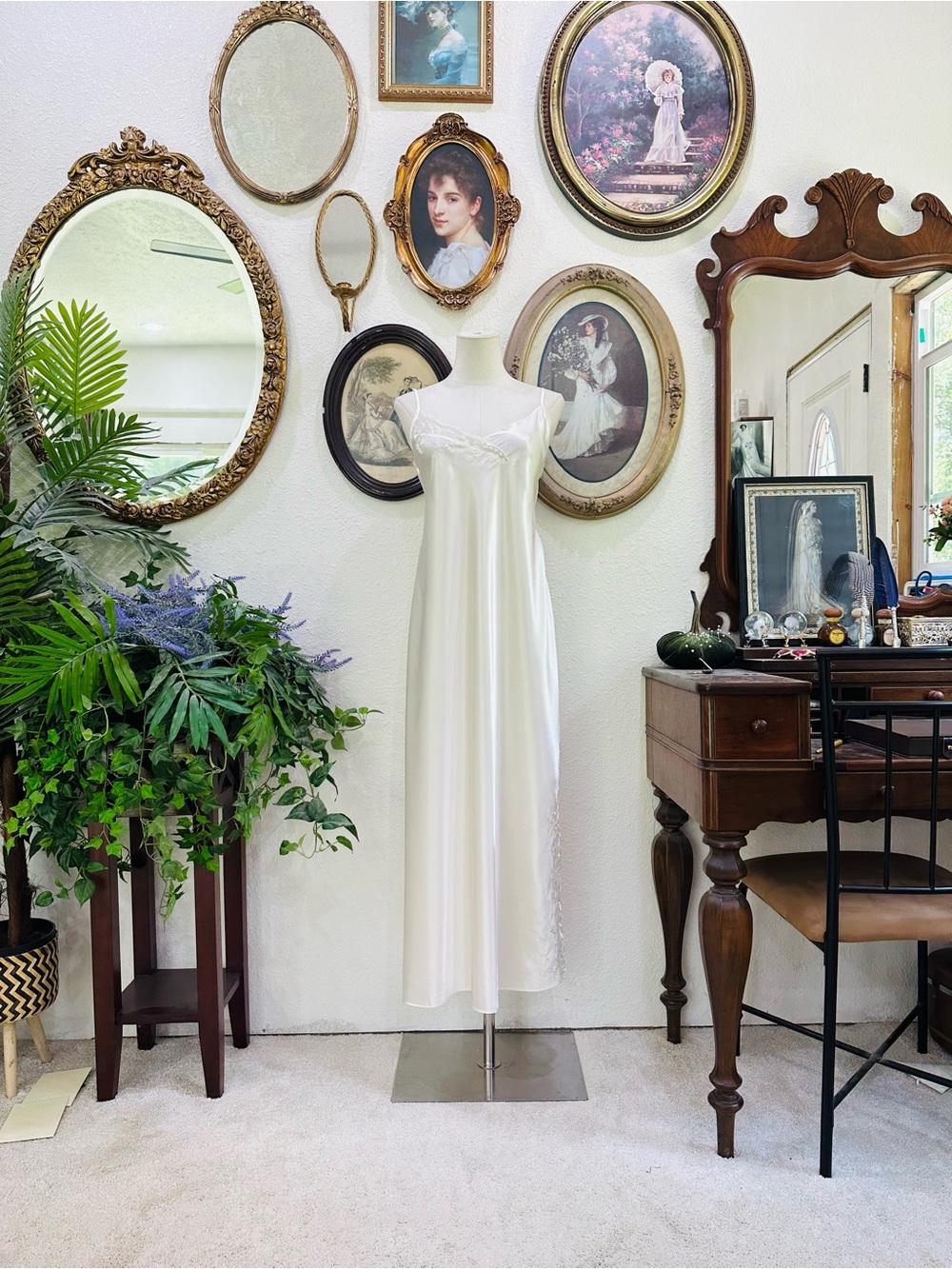 Elegant Cream Satin Nightgown - Classic Slip Dress